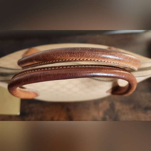 Céline Vintage Macadam Canvas Hand Bag PVC Leather Beige - Picture 6 of 16